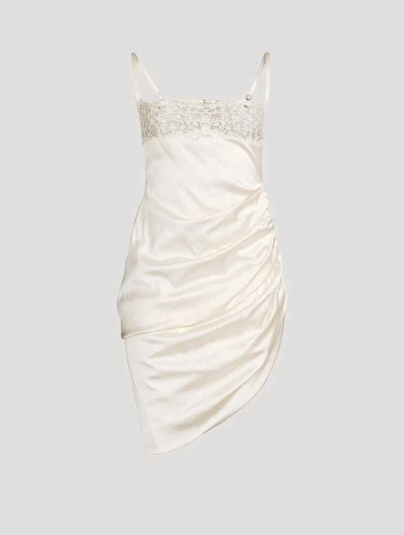 La Saudade Brodée Lace-Trim Slip Dress