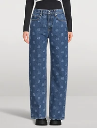 EZ Straight-Leg Jeans Monogram Print