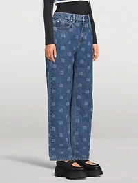 EZ Straight-Leg Jeans Monogram Print