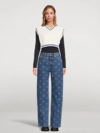 EZ Straight-Leg Jeans Monogram Print