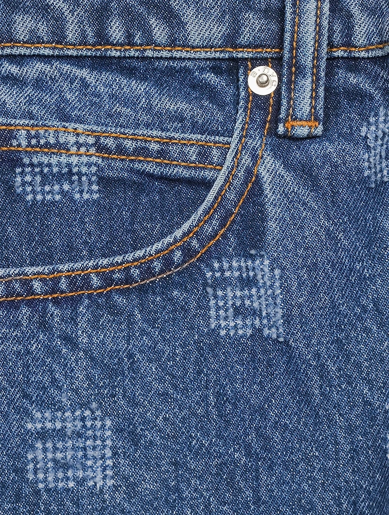 EZ Straight-Leg Jeans Monogram Print