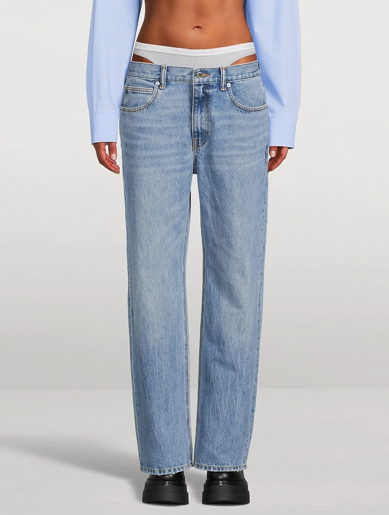 Straight-Leg Jeans With Layered Underwear