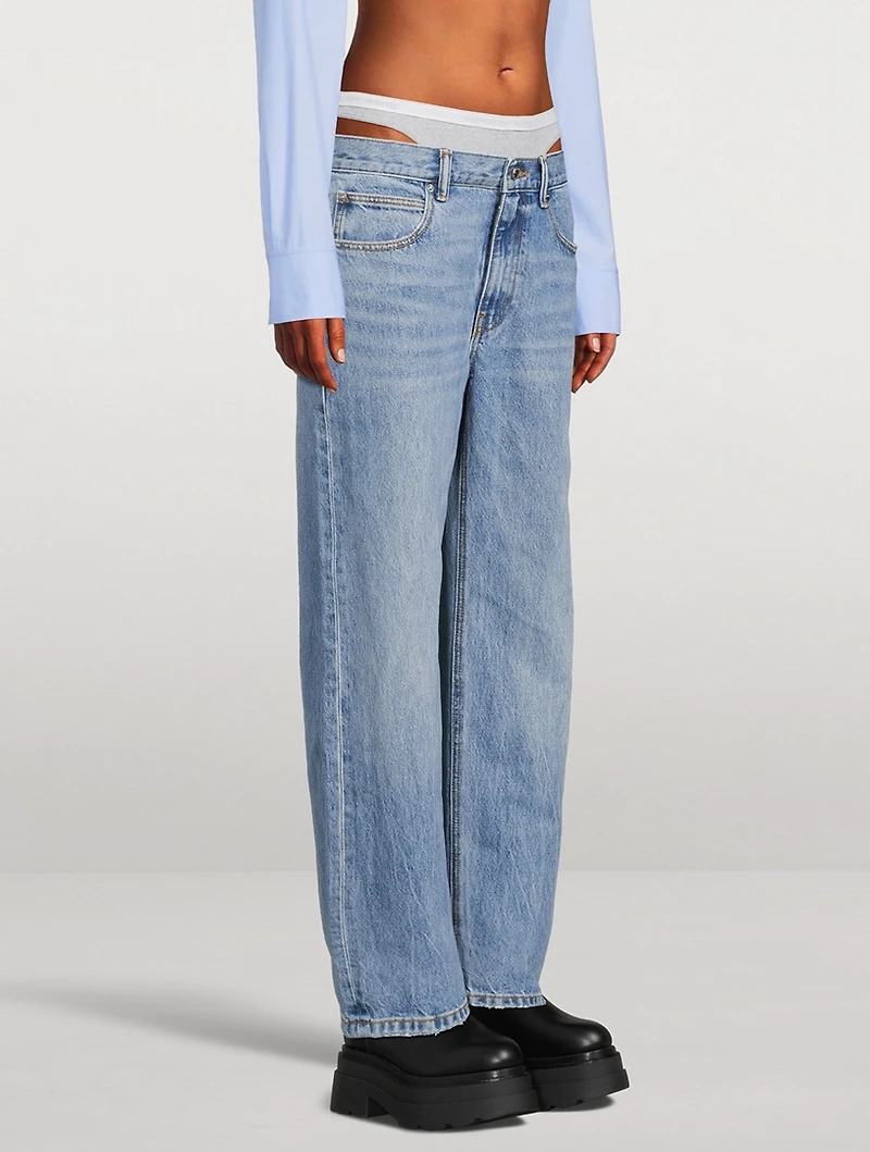 Straight-Leg Jeans With Layered Underwear