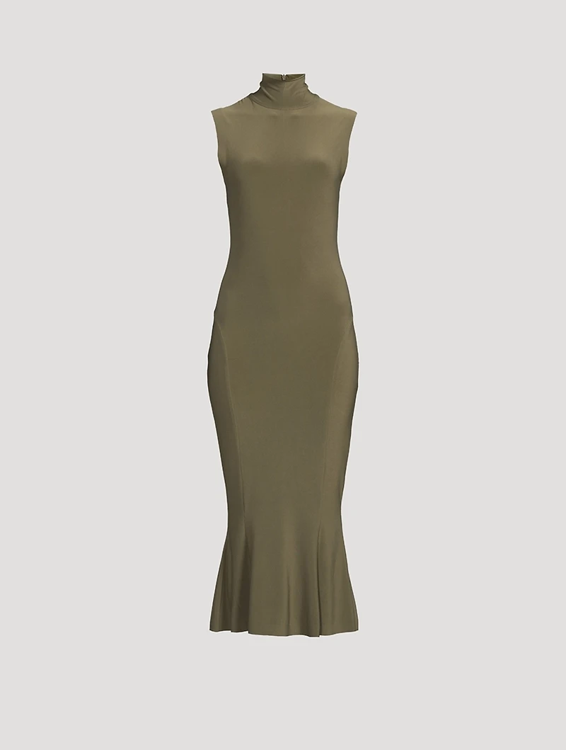 Turtleneck Fishtail Midi Dress