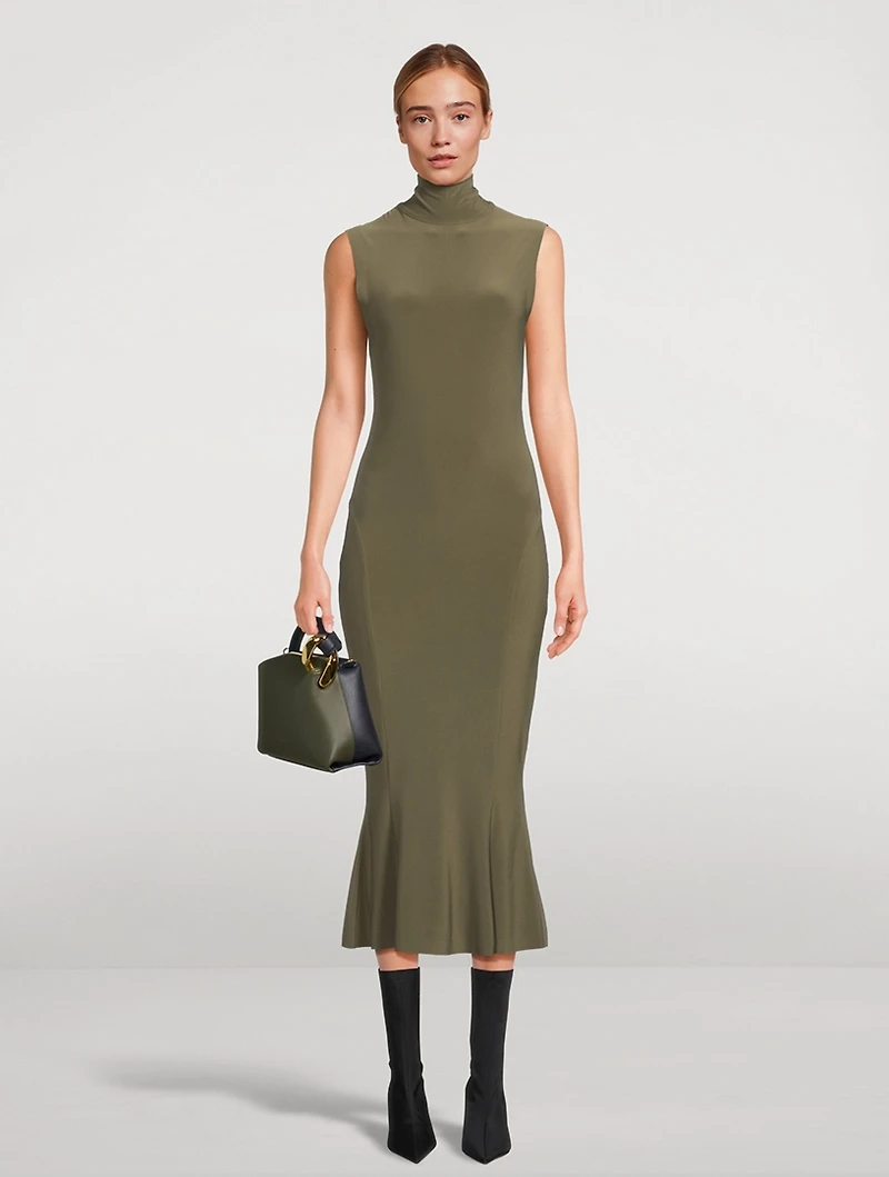 Turtleneck Fishtail Midi Dress