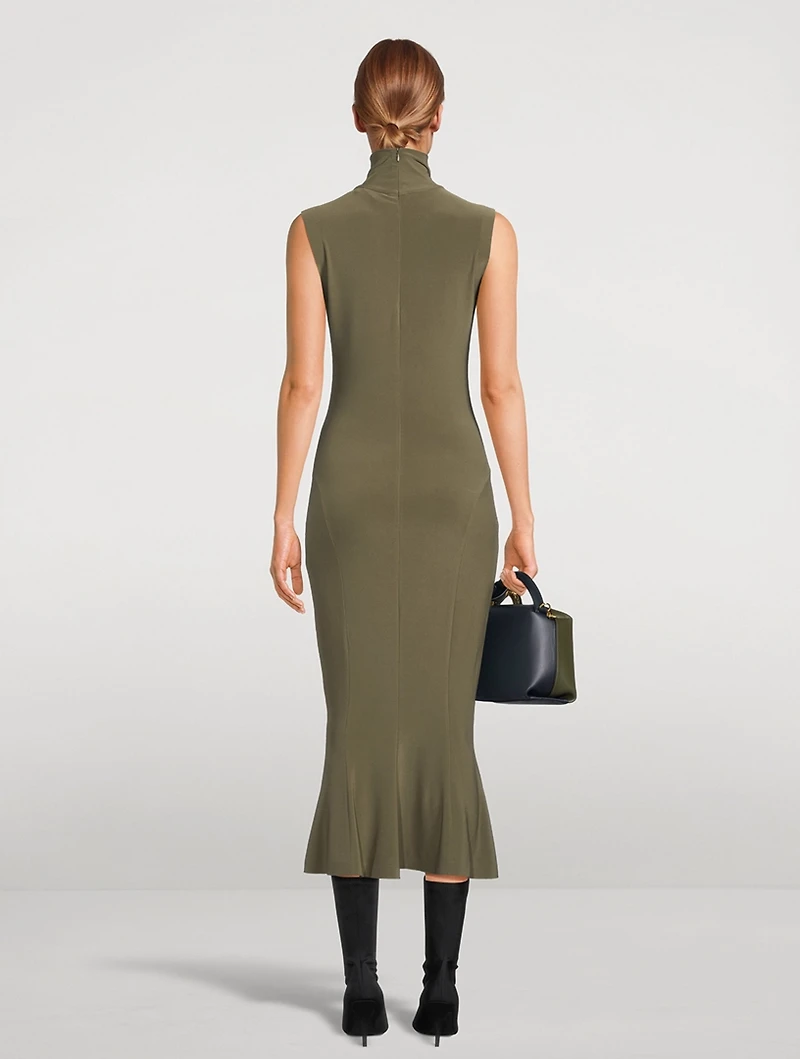 Turtleneck Fishtail Midi Dress