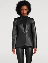 Single-Breasted Vegan Leather Blazer