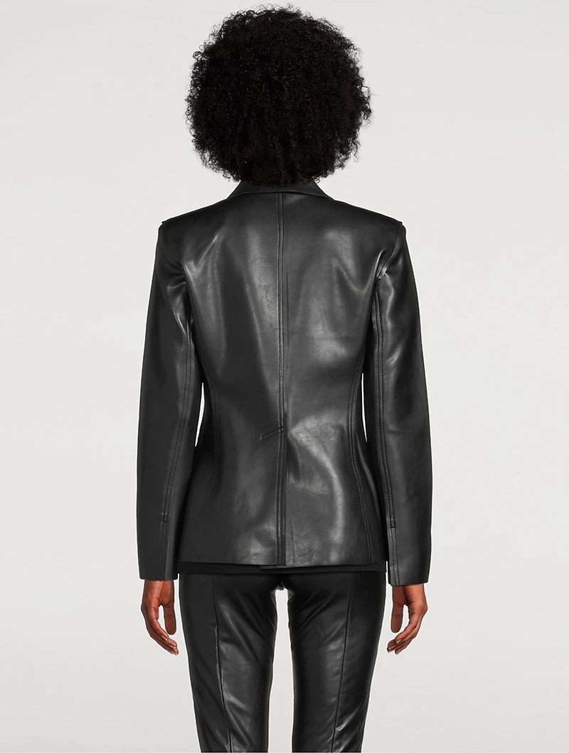 Single-Breasted Vegan Leather Blazer