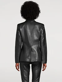 Single-Breasted Vegan Leather Blazer