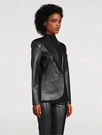 Single-Breasted Vegan Leather Blazer
