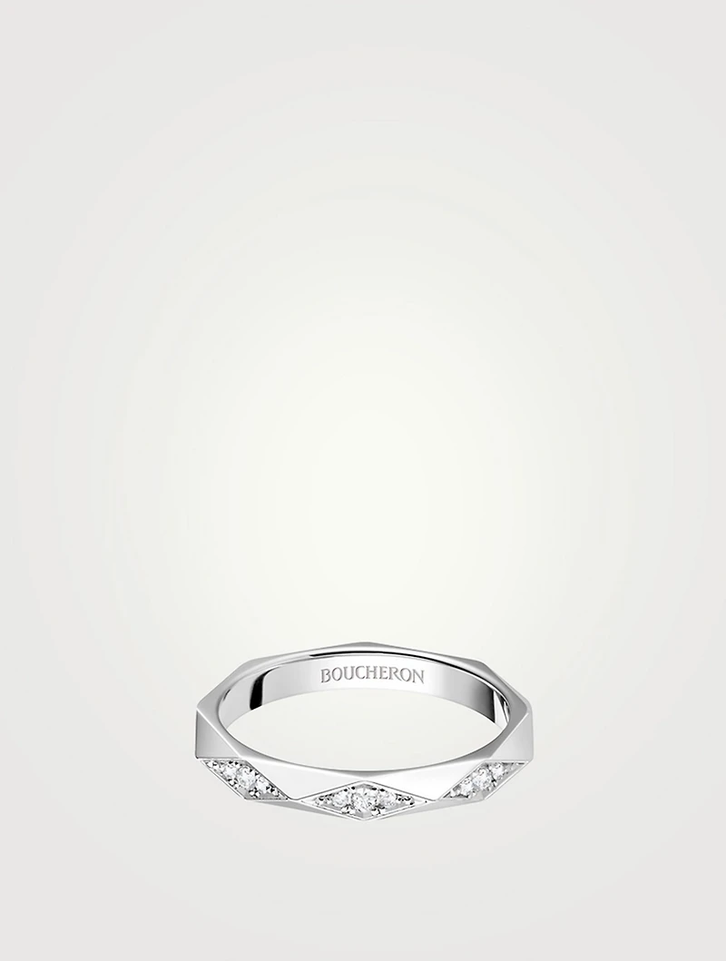 Facette Platinum Wedding Band With Diamonds