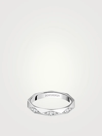 Facette Platinum Wedding Band With Diamonds
