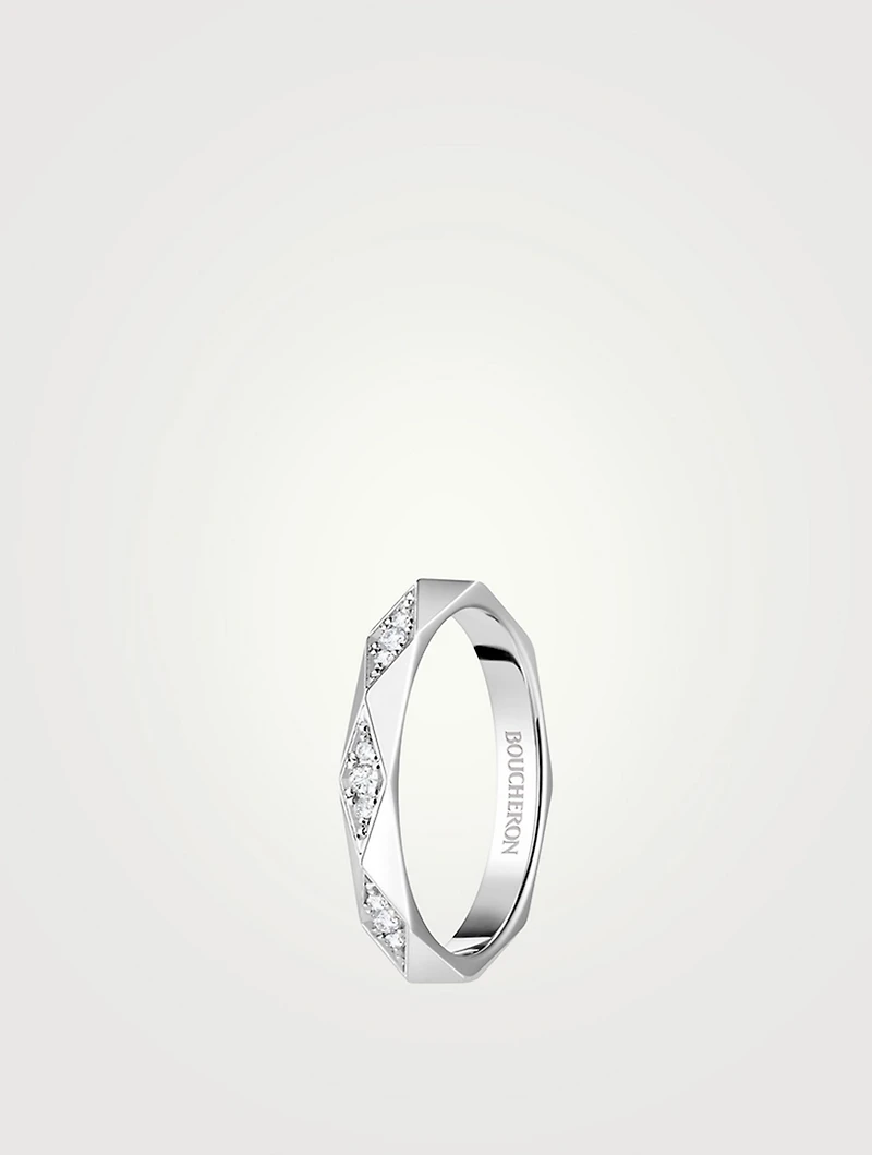 Facette Platinum Wedding Band With Diamonds