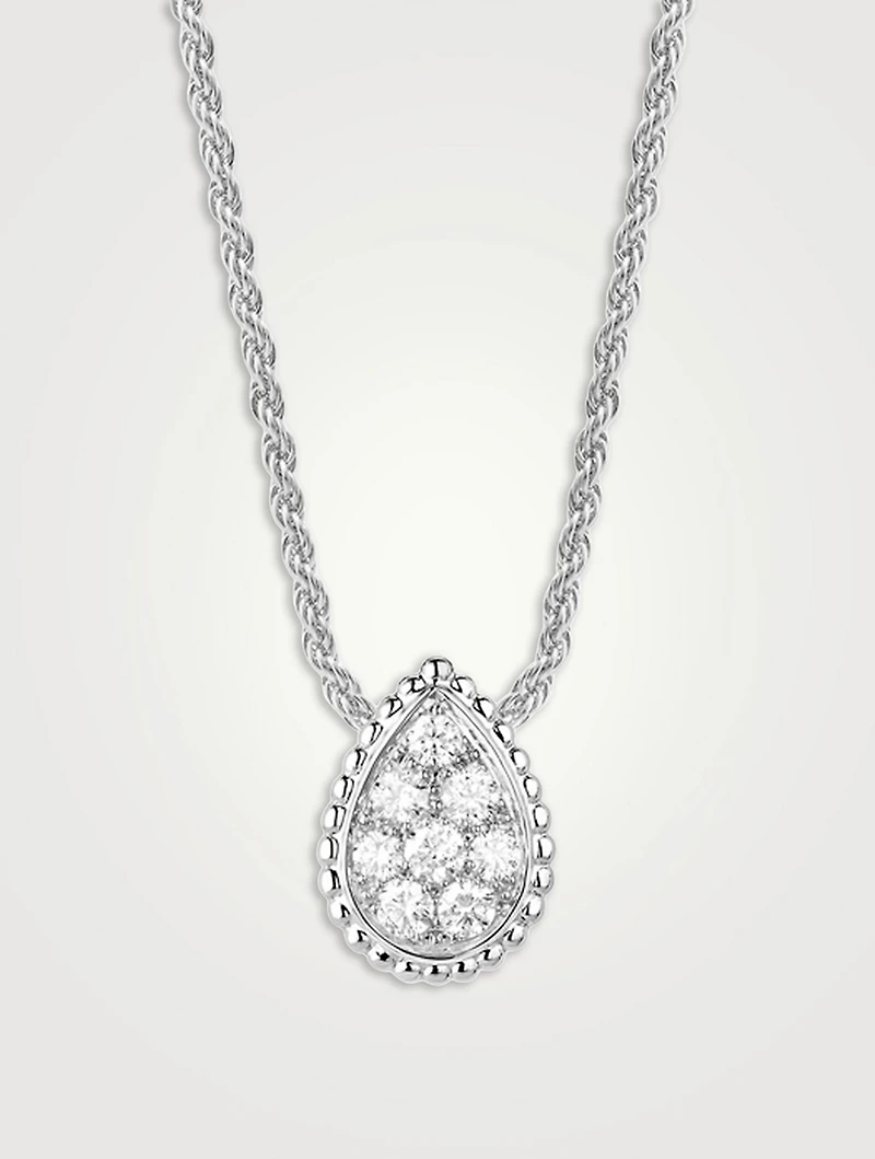 S Motif Serpent Bohème 18K White Gold Pendant Necklace With Diamonds