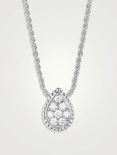 S Motif Serpent Bohème 18K White Gold Pendant Necklace With Diamonds