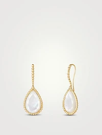 L Motif Serpent Bohème 18K Gold Sleeper Earrings With Set With Mother-Of-Pearl