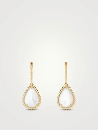 L Motif Serpent Bohème 18K Gold Sleeper Earrings With Set With Mother-Of-Pearl