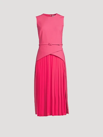 Belted Stretch-Wool Midi Dress