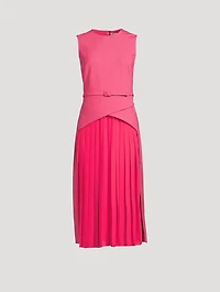 Belted Stretch-Wool Midi Dress
