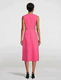Belted Stretch-Wool Midi Dress