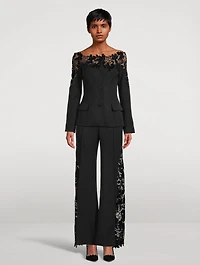 Guipure Lace-Trimmed Wool Jacket