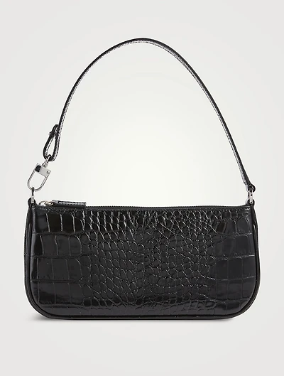 Rachel Croco Embossed Leather Shoulder Bag