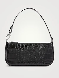 Rachel Croco Embossed Leather Shoulder Bag