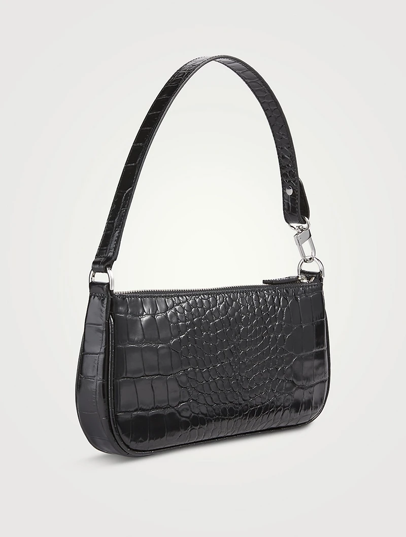Rachel Croco Embossed Leather Shoulder Bag