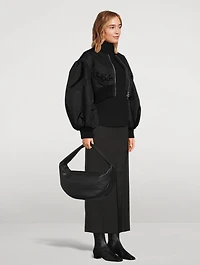 Maxi Cush Small Grain Leather Shoulder Bag
