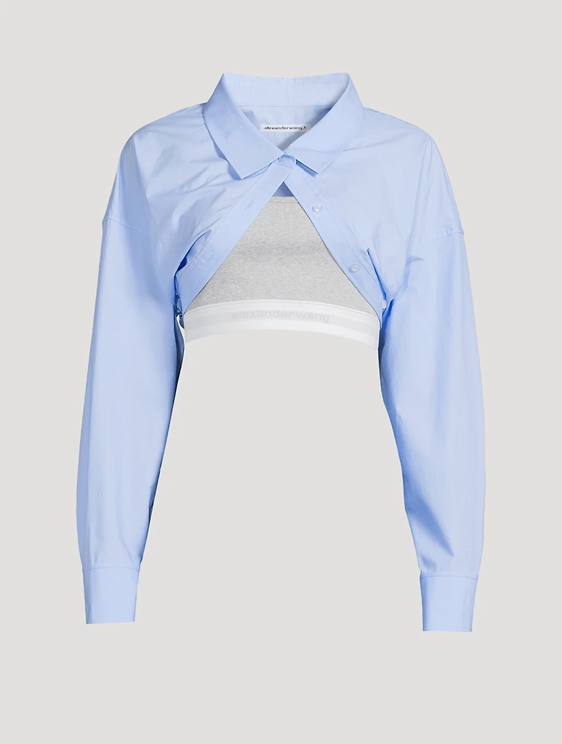 Poplin Bolero Layered Crop Top