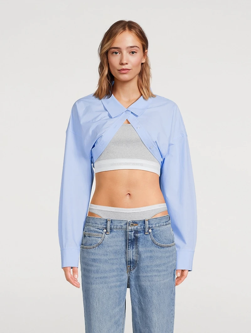 Poplin Bolero Layered Crop Top