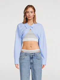 Poplin Bolero Layered Crop Top