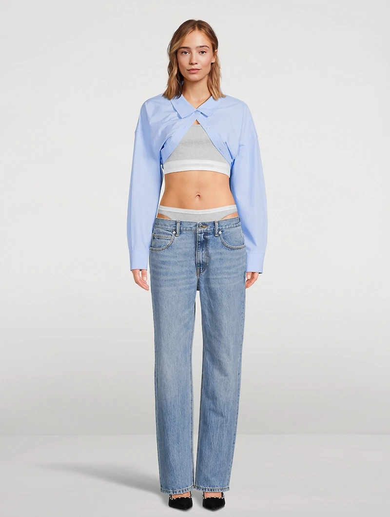Poplin Bolero Layered Crop Top