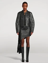 Leather Slash Mini Skirt