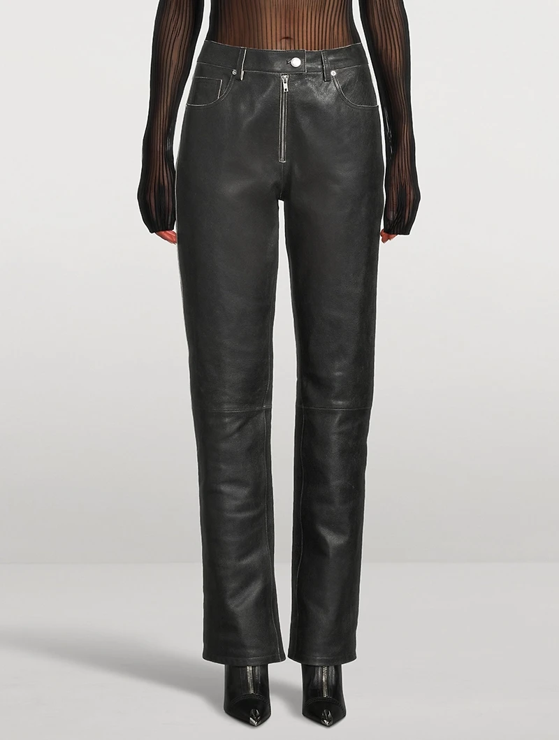 Straight-Leg Leather Trousers
