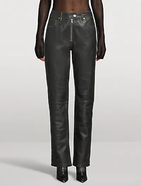 Straight-Leg Leather Trousers