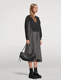 Large Fortune Cookie Leather Shoulder Bag