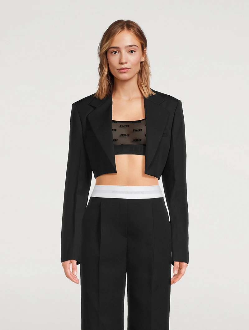 Cropped Wool Tuxedo Blazer