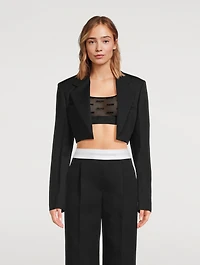 Cropped Wool Tuxedo Blazer