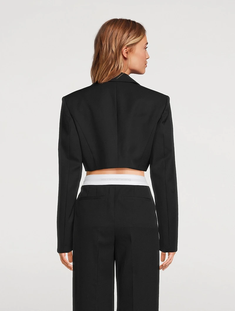 Cropped Wool Tuxedo Blazer