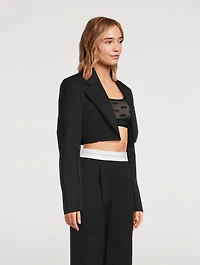 Cropped Wool Tuxedo Blazer