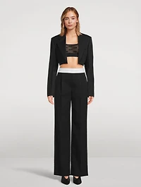Cropped Wool Tuxedo Blazer