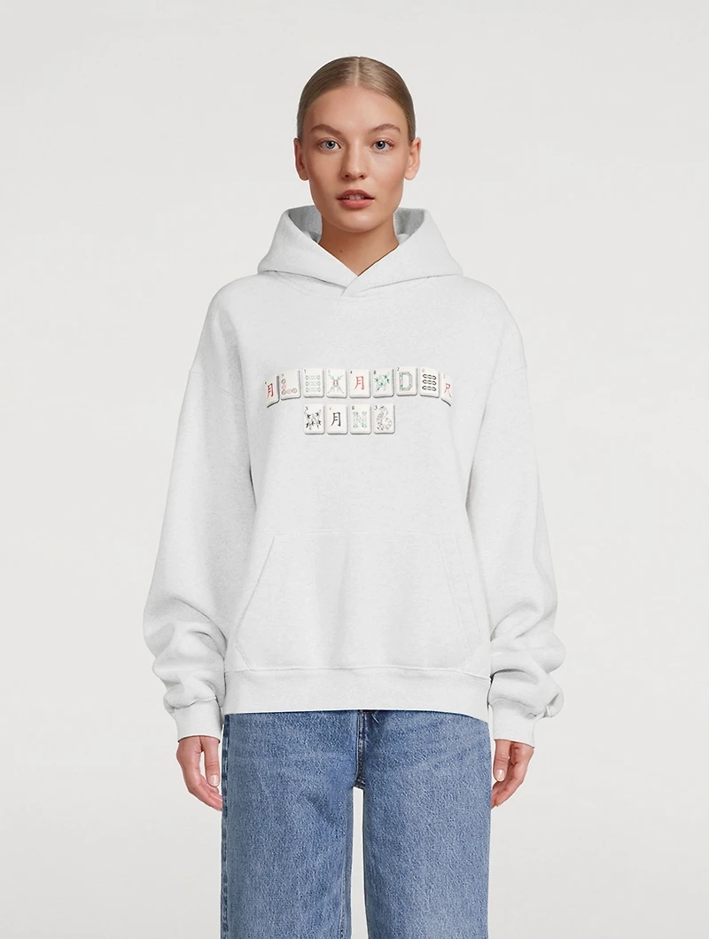 Condensed Fleece Hoodie Mahjong Print