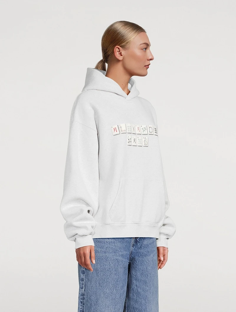 Condensed Fleece Hoodie Mahjong Print