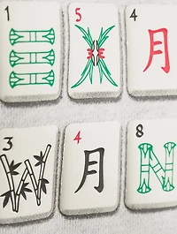 Condensed Fleece Hoodie Mahjong Print