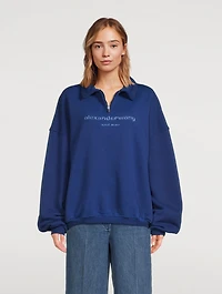 Glitter-Logo Half-Zip Polo Sweatshirt