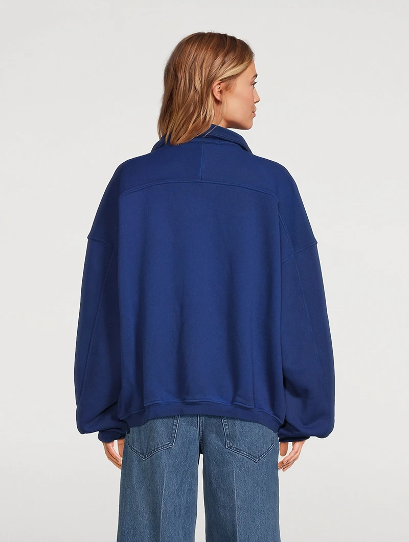 Glitter-Logo Half-Zip Polo Sweatshirt