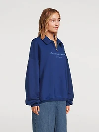 Glitter-Logo Half-Zip Polo Sweatshirt