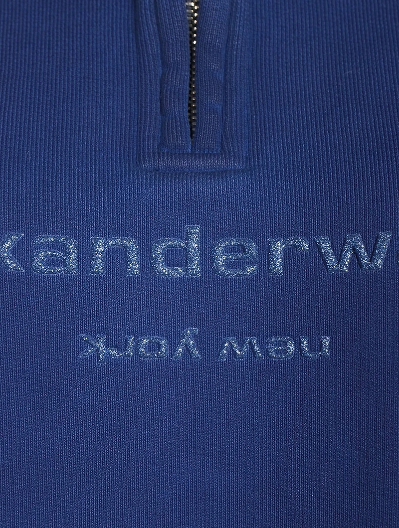 Glitter-Logo Half-Zip Polo Sweatshirt