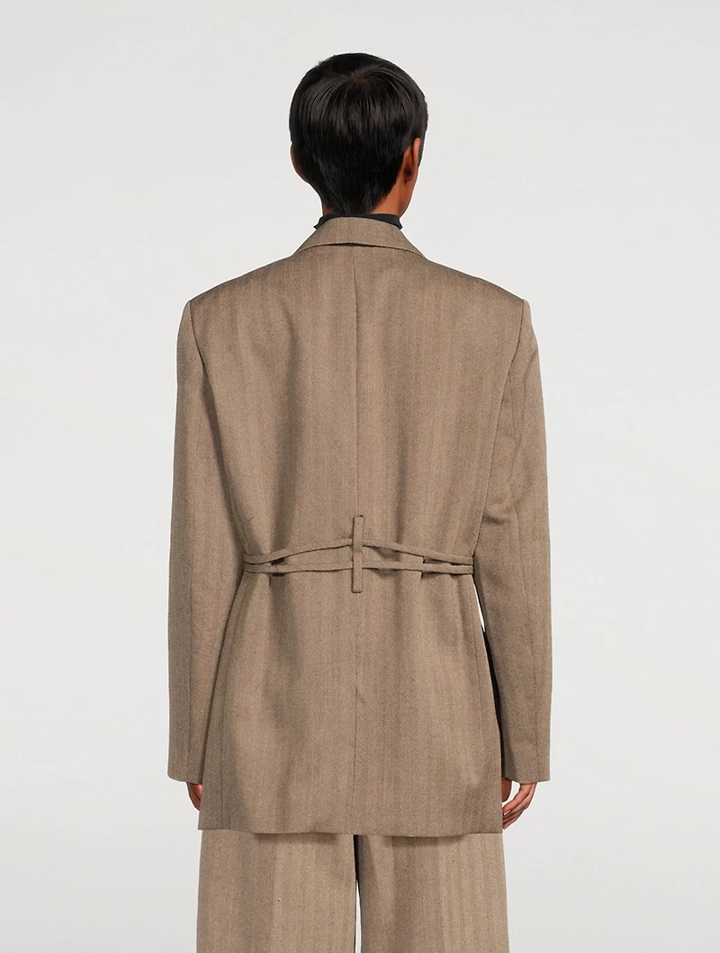 Tie-Waist Wool Blazer